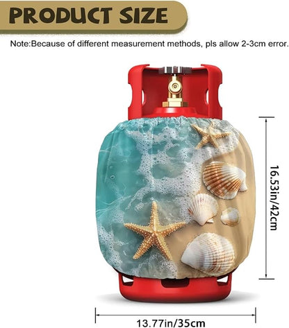 Propane Tank Covers 20lb Starfish Outdoor Heavy Duty Waterproof Windproof Blue Gas Tank Cylinder Cover with Elastic Brand Dress up Your Gas Grill, Fits Standard 20lb Cylinder