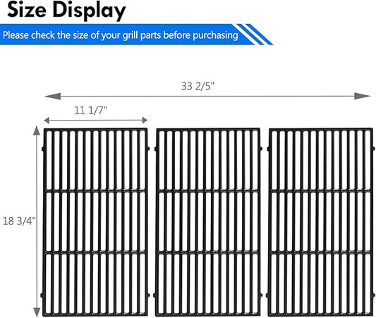 66097 66089 Grate Grill Replacement Parts for Weber Genesis ii Grill Grates 400 Series GS4 Gas Grill Grates ii E-410 E-435 S-435 S410 SE-410 LX S-440 Cast Iron Cooking Grids Grill Parts 3pcs