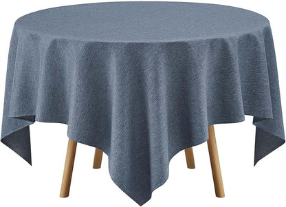 Decorelia Faux Linen Square Tablecloth for Dining Room,Waterproof Texture Decorative Farmhouse Rustic Table Cloth for Indoor Outdoor Party Holiday Banquet Picnics Patio,52x52 Inch (Square),Denim Blue