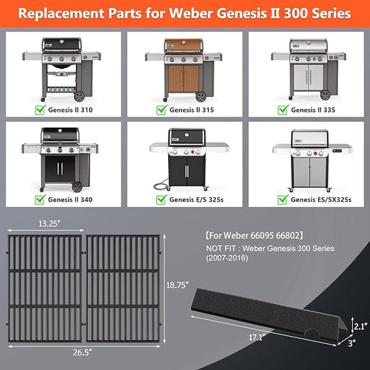 Genesis II Flavorizer Bars Replacement Parts, Genesis II Grill Grate for Weber Genesis II Grill Parts - 66795 66095 Parts for Weber Genesis II 300 Series ii E/S-310 ii E/S-315 ii E/S-335 ii SE-335
