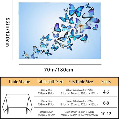 TKS MITLAN Tablecloth Butterflies Table Cloth Rectangle Table 52 x 70 Inch Blue Flying Butterflies Kitchen Decorations for Home Dinner Party