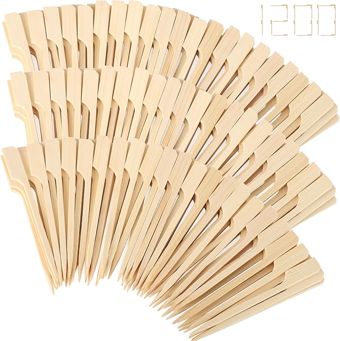 FATLODA 3.5 Inches [1200PCS] Cocktail Picks Bamboo Skewers For Appetizers, Paddle Wooden Skewers, Fancy Flat Toothpicks For Appetizers Party Sandwich Fruit Charcuterie