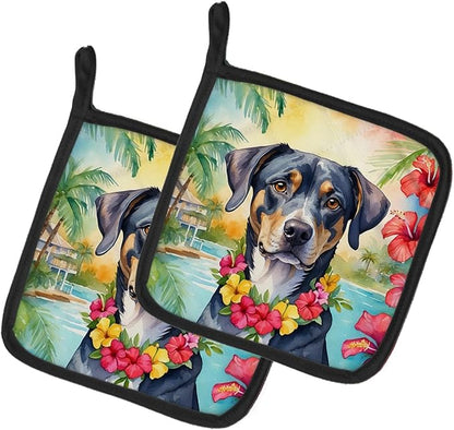Caroline's Treasures Catahoula Luau Pair of Pot Holders Kitchen Heat Resistant Pot Holders Sets Oven Hot Pads for Cooking Baking BBQ, 7 1/2 x 7 1/2