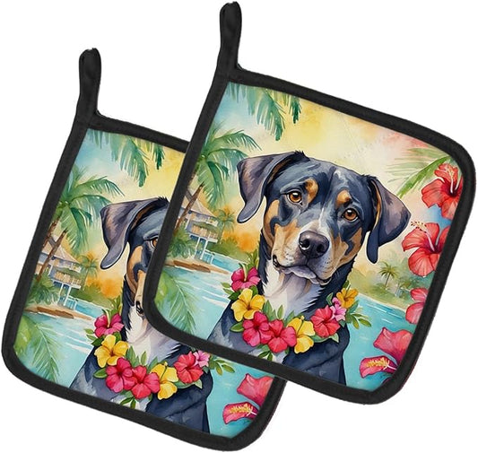 Caroline's Treasures Catahoula Luau Pair of Pot Holders Kitchen Heat Resistant Pot Holders Sets Oven Hot Pads for Cooking Baking BBQ, 7 1/2 x 7 1/2