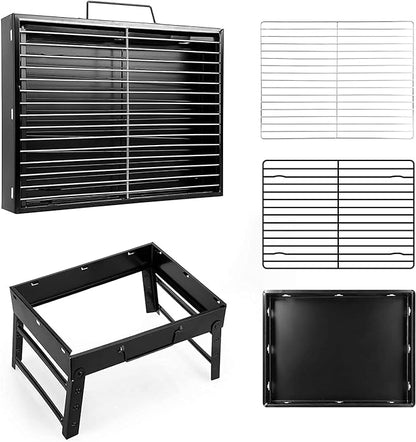 Barbecue Grill Portable BBQ Charcoal Grill Smoker Grill for Outdoor Cooking Camping Hiking Picnics Backpacking