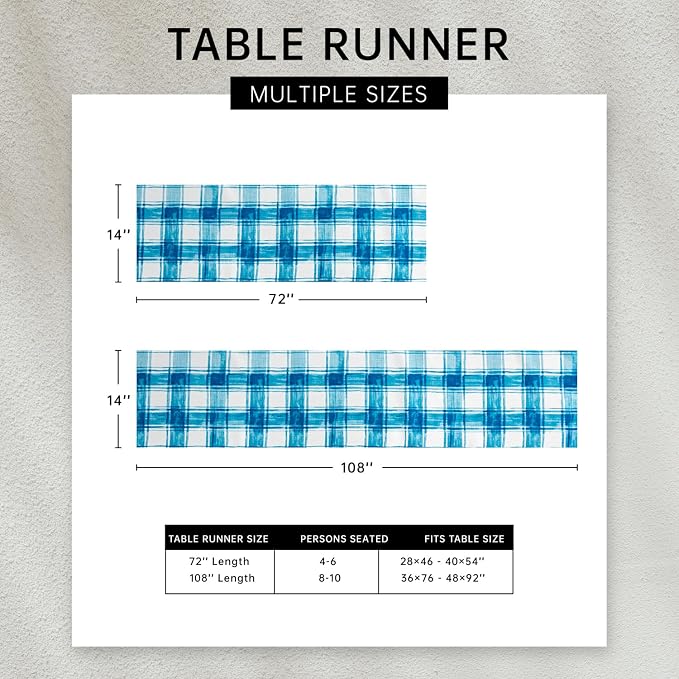 YiHomer Indoor Outdoor Tabletop for Spring Summer Decorations, Picnics and Dinner Parties - Stain and Water Resistant, Crayon Art (Ocean), Table Runner, 14 x 72