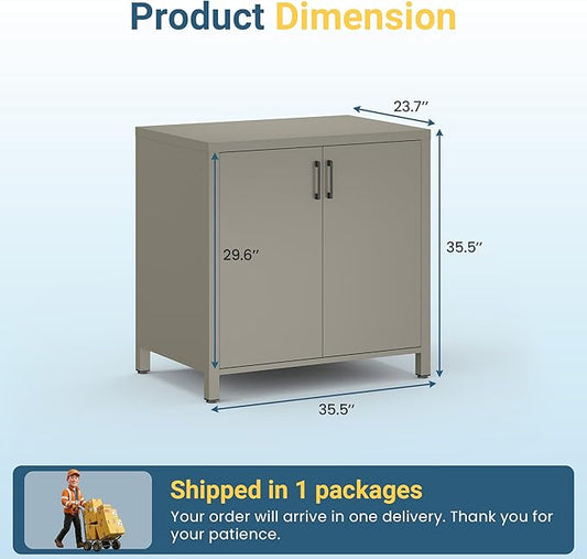 Wisteria Lane Outdoor Storage Cabinet, Aluminum Modular Outdoor Kitchen, All Weather Kitchen Island with Double Door Storage for Patio, BBQ, Backyard