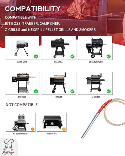 2-Pack Hot Rod Igniter Replacement for Traeger, Pit Boss, Camp Chef & Z Grills, Oklahoma Joe's – Heavy Duty AC Grill Heating Element Replaces 70112 BAC199 KIT0088 PG24-21 16801-20B