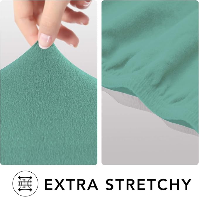 PureFit Stretch Couch Covers for Sofa 4 Seater Slipcovers Cyan | 1-Piece Sofa Cover Washable Soft Couch protector, Couch Slipcover with Non Skid Foam and Elastic Bottom for Kids, Dogs