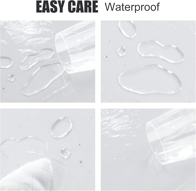 LUSHVIDA Round Waterproof Table Cover Elastic Vinyl Fitted Tablecloth Elastic Edged Plastic Table Cloth (Clear, Best for Up to 57"-68" Round)