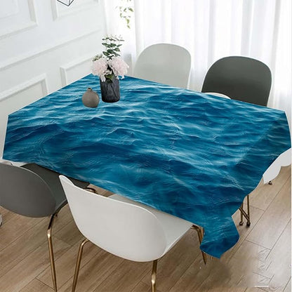 TKS MITLAN Ocean Waves Decorative Rectangle Tablecloth Blue Ocean Waves Seawater Flow Polyester Table Cloths Kitchen Table Cover for Dining BBQ Picnic Coffee Table 60 x 84 Inch 6-8 Seats