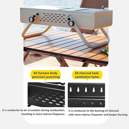 Portable Charcoal BBQ Grill Outdoor Cooking Barbecue Grill Large Number of Vents System with Height Adjustable Cooking Grate Suitable for Camping, Outdoor Cooking, Patio, Garden(Black)