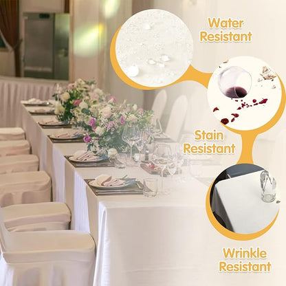 BRILLMAX 8 Pack Ivory Tablecloths 70x120 Inch for 6-8ft Rectangle Tables | 150 GSM Polyester Fabric, Universal Fit, Water, Stain & Wrinkle Resistant Cloth Cover for Wedding Reception Banquet Party