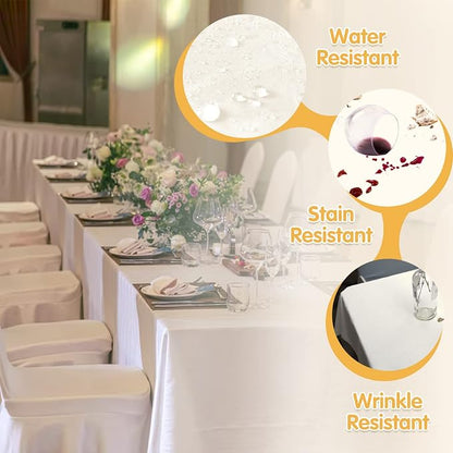 BRILLMAX 10 Pack Ivory Tablecloths 60x102 Inch for 6ft Rectangle Tables | 150 GSM Polyester Fabric, 15" Standard Drop, Water, Stain & Wrinkle Resistant Cloth Cover for Wedding Reception Banquet Party