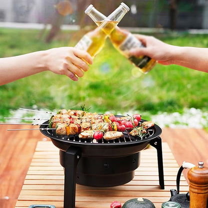 Charcoal Barbecue Grill, Portable BBQ Grill, Portable Camping Grill Stove, Outdoor Cooker,Black