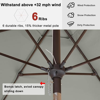 ABCCANOPY 7.5FT Patio Umbrella Outdoor 6 RibsTable Umbrella(Gray) | Fade & UV Resistant Fabric,6 Fiberglass Ribs,Smooth Crank System,Wind Resistance,Great for Patio,Backyard,Garden,Deck
