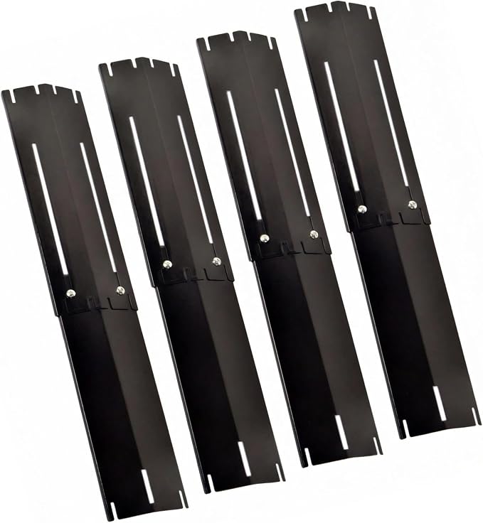 Universal Grill Heat Plates, Heavy Duty Porcelain Steel Heat Shield, Gas Grill Burner Covers, Flame Tamer, Heat Tents for Gas Grill Replacement Parts (4 Pack)
