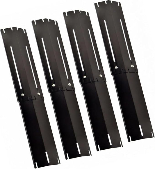 Universal Grill Heat Plates, Heavy Duty Porcelain Steel Heat Shield, Gas Grill Burner Covers, Flame Tamer, Heat Tents for Gas Grill Replacement Parts (4 Pack)