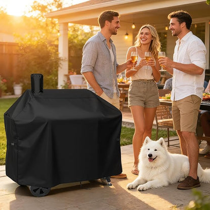 Charcoal Grills Cover for Z Grills 10002B2E Pellet Grill, Waterproof Outdoor Grill Cover BBQ Grill Cover Barbeque Grill Cover (Cover Only) - 54" L×29" W×50" H, Black