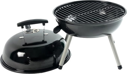Black 14.5" Portable Charcoal Grill, Small Outdoor Barbecue Grill, Sturdy Steel Construction for Easy Grilling Anywhere