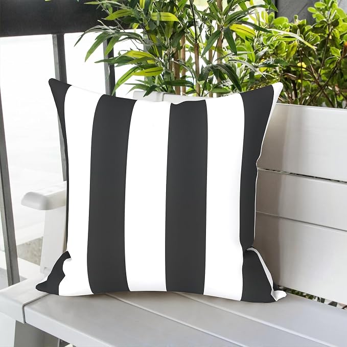 LVTXIII Outdoor Pillow Covers 20x20 Inch, 2 Pack Large Square Throw Pillow Cases, Fade-Resistant Cushion Covers for Patio Furniture Sofa, Garden Porch, Cabana Black