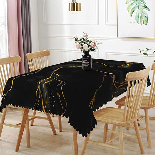 54x78inches Black Gold Marble Rectangle Tablecloth Luxury Marble Texture Gold Line Polyester Table Cover Waterproof Stain Resistant Table Cloth for Dinner Home Balcony Cafe Indoor Outdoor Use
