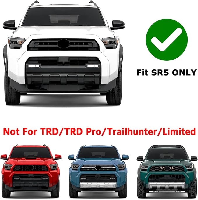 iJDMTOY 4pc Black-Out Smoked Lens Xenon White Full LED Front Grille Clearance Light Kit Compatible With Toyota 2025-up 4Runner SR5 Model ONLY