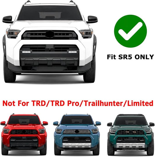 iJDMTOY 4pc Black-Out Smoked Lens Xenon White Full LED Front Grille Clearance Light Kit Compatible With Toyota 2025-up 4Runner SR5 Model ONLY