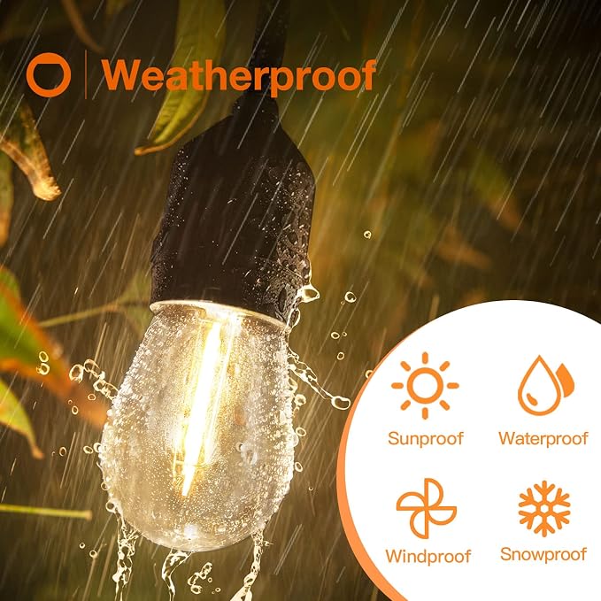 addlon LED Replacement Bulbs S14 15-Pack 1W E17 Waterproof Shatterproof | Commercial Grade Quality, LED Dimmable Compatible Clear Plastic E17 Screw Base for Our Outdoor String Light