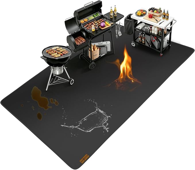 100X52 Inch Under Grill Mats for Outdoor Grill FirepProof Deck Protection | Heavy Duty Waterproof BBQ Grill Mat, Non-Slip Fire Resistant Mat for Blackstone, for Weber, Fire Pit and Fireplace