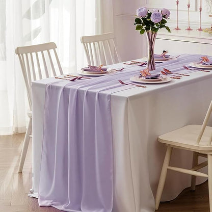 Purple Glitter Chiffon Table Runner 35x120 Inches 6 Pack for Christmas Home Dining Party Table Decor