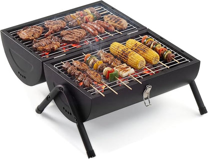 Portable harcoal Grill Outdoor Stove,2 IN 1 Double-Sided Small Tabletop Barbecue Grill for Outdoor Camping Home Patio BBQ Grilling