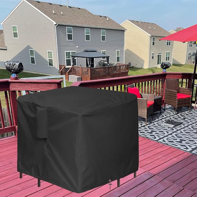 5 Piece Bar Height Patio Dining Set Covers Waterproof Outdoor 66 Inch Square Patio Furniture Bar Height High Top Bistro Table & Chair Sets Winter Cover, Black