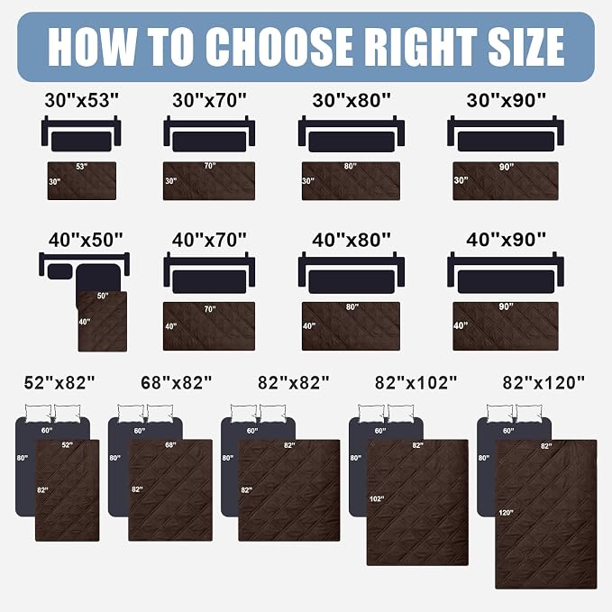 Smiry Waterproof Reversible Dog Bed Cover Pet Blanket | Pet Friendly, Soft Fabric, Washable Dog Blanket for Furniture Bed Couch Sofa, Checkered (82"x120", Chocolate/Dark Grey)