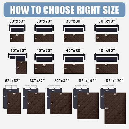 Smiry Waterproof Reversible Pet Couch Covers for Dogs | Pet Friendly, Soft Fabric, Washable Sofa Furniture Protector for Dogs Cat Kids, Checkered (40"x50", Chocolate/Dark Grey)