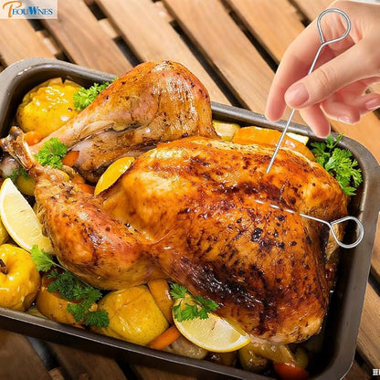 20 pcs 6 Inch Turkey Lacers for Trussing Turkey, PEOUWNES Stainless Steel Metal Skewers with Storage Box, Meat Roasting Trussing Needles for Kitchen BBQ Cooking Barbecue