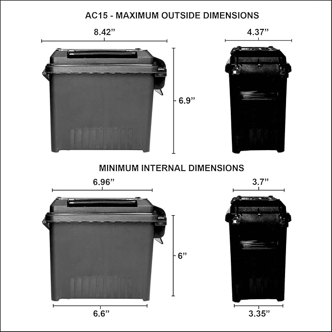 MTM AC15-40 Ammo Can Mini for Bulk Ammo, Water-Resistant Seal, Double Padlock Tabs, 12-Pound Capacity, USA Made, Black