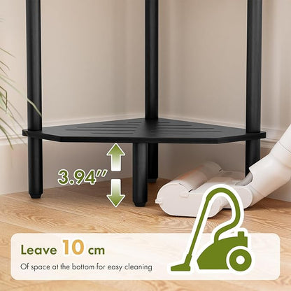 Black Corner Shelf, 3 Tier Bamboo Corner Bookshelf, Display Shelf, Corner Bathroom Shower Caddy, Toilet Paper Stand, Indoor Plant Stand Balcony, Storage Organizer Cabinet for Kitchen, Living Room