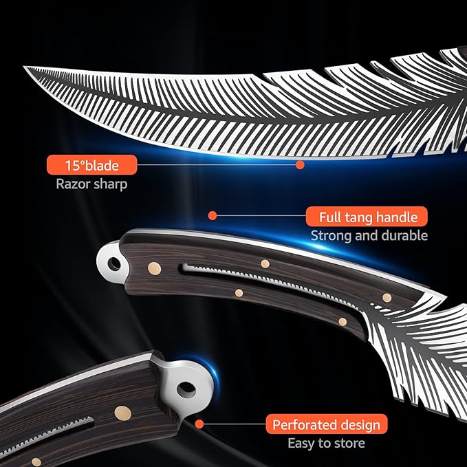 TIVOLI Feather Carving Knife,8 inch Boning Butcher Knife for Meat Cutting, Hand Forged High Carbon Steel Viking Fillet Knife for Brisket Outdoor Camping BBQ Father's Day Christmas Gift Men Women