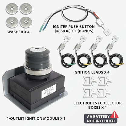 1836-13 7628 7629 Igniter Kit for Weber Genesis 300 Series Front-Control Grills Genesis E/S 310 320 330, Universal 4-Outlet Starter Module & Button Switch Replacement for Weber 88826 65946 65942 Parts