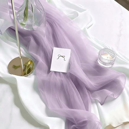 Purple Chiffon Table Runner 35x120 Inches 12 Pack Bulk for Wedding Graduation Party Bulk Table Decor