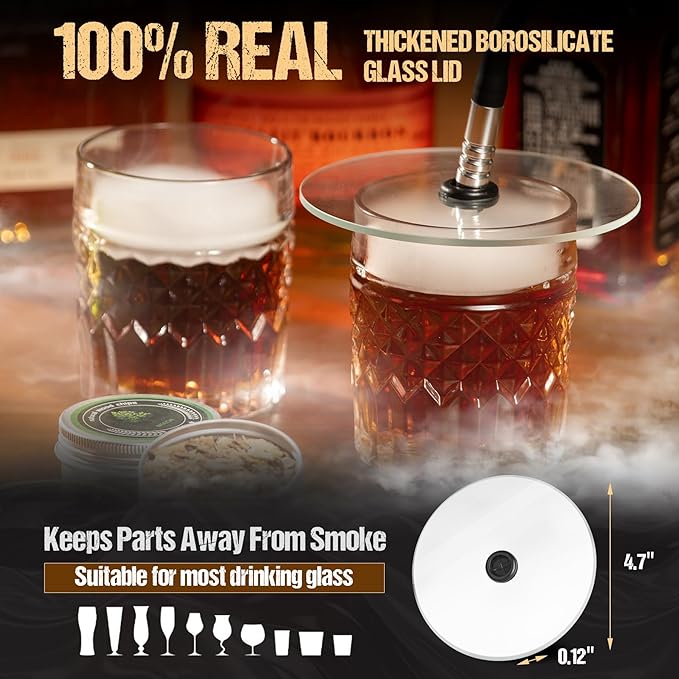 Wood Chips with Smoker Kit Upgraded Patented Smoking Gun – 0 Oil Smoke Contact, Effectively Prevents Tar Clogging, Dense Smoke Infuser for Cocktails, Meat & Cheese, Type-C/Battery
