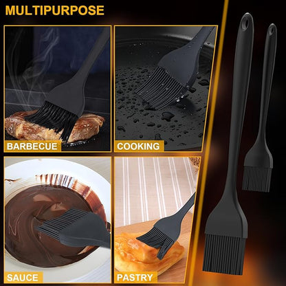 DE LINKAGE Silicone Basting Pastry Brush, Heat Resistant Cooking Brush for Oil and Sauce. BPA Free and Dishwasher Safe (2 Pcs).