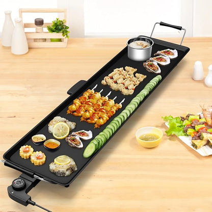 35 Inch 2000W Nonstick Electric Teppanyaki Grill | with Adjustable Temperature & Drip Tray,for Pancake Barbecue,Even heat tube,overheat guard,detachable grease tray