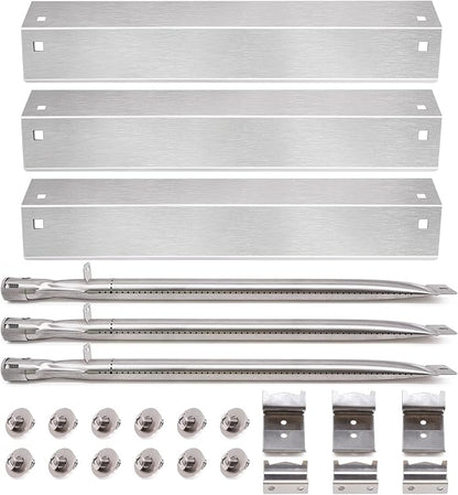 Grill Parts Kit for Char Griller 5050 5650 3001 5072 3072 3008 5252 3030 300 Replacement Parts, Flame Shields, Burner Pipes, Burner Tube/Flare Up Shield Support Kit