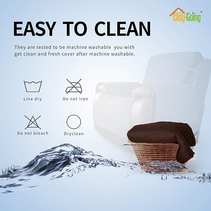 Easy-Going Oversized Recliner Cover Reversible Couch Cover Sofa Cover for Living Room Water Resistant Furniture Protector with Elastic Straps for Pets ('Large Recliner 27-29 in, Chocolate/Beige) | Machine Washable Slipcover For Dogs, Water Resistant Fu...