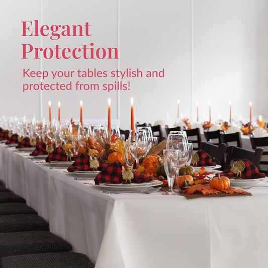 Prestee 4 Pack Plastic Table Cloth Disposable - 108" x 54" White Table Cloth Rectangle Table Cover - Heavy-Duty Waterproof Disposable Tablecloths for Weddings, Parties, BBQs, and Outdoor Dining Events