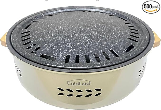Cuisiland Mini Portable Barbecue Charcoal Grill, Multipurpose Small Charcoal Grill Stove for Indoor or Outdoor with Baking Tray can be used for Barbecue,Tea and Steak (White), GLBO1205