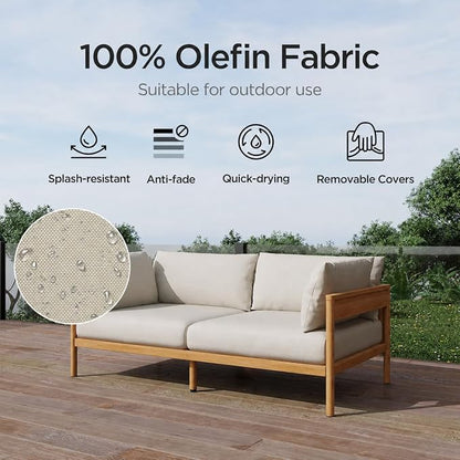 Acanva Vento Outdoor Patio Furniture Set, 4 Seats | All-Weather Aluminium Frame, Water-Resistant Olefin Cushions, Patio Conversation Sets for Backyard, Garden, Porch