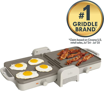 bella 10"x20" Fold and Store Griddle, Non-Toxic, Ceramic Coating, Oatmilk
